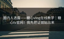 圈内人透露——糖心vlog在线教学｜糖心tv官网！我先把证据贴出来