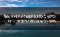新91黑料里的91爆料猛料吃瓜揭开冷门细节，看懂的人都没法装作没看到
