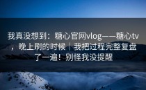 我真没想到：糖心官网vlog——糖心tv，晚上刷的时候｜我把过程完整复盘了一遍！别怪我没提醒