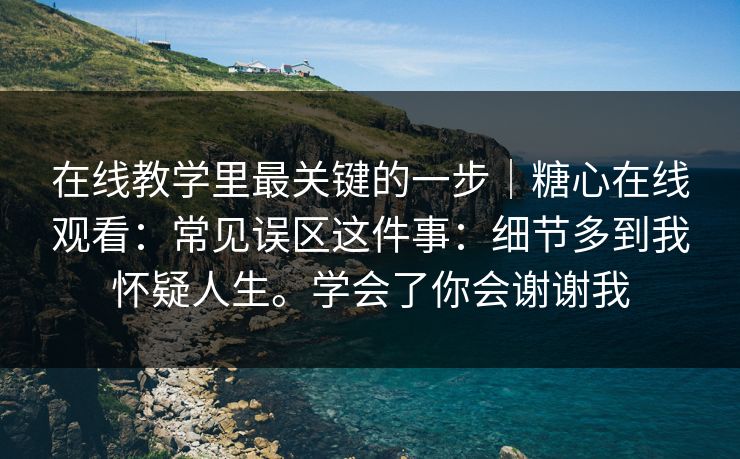 在线教学里最关键的一步｜糖心在线观看：常见误区这件事：细节多到我怀疑人生。学会了你会谢谢我  第1张
